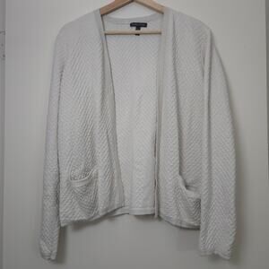 Eileen Fisher Silk Organic Cotton Open Cardigan Sweater Size M Cream Neutral